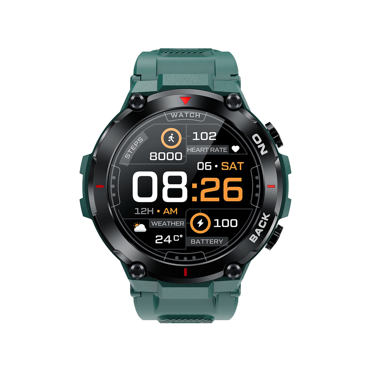 Montre SMARTY 2.0 pull up mixte connecté métal noir bracelet silicone vert