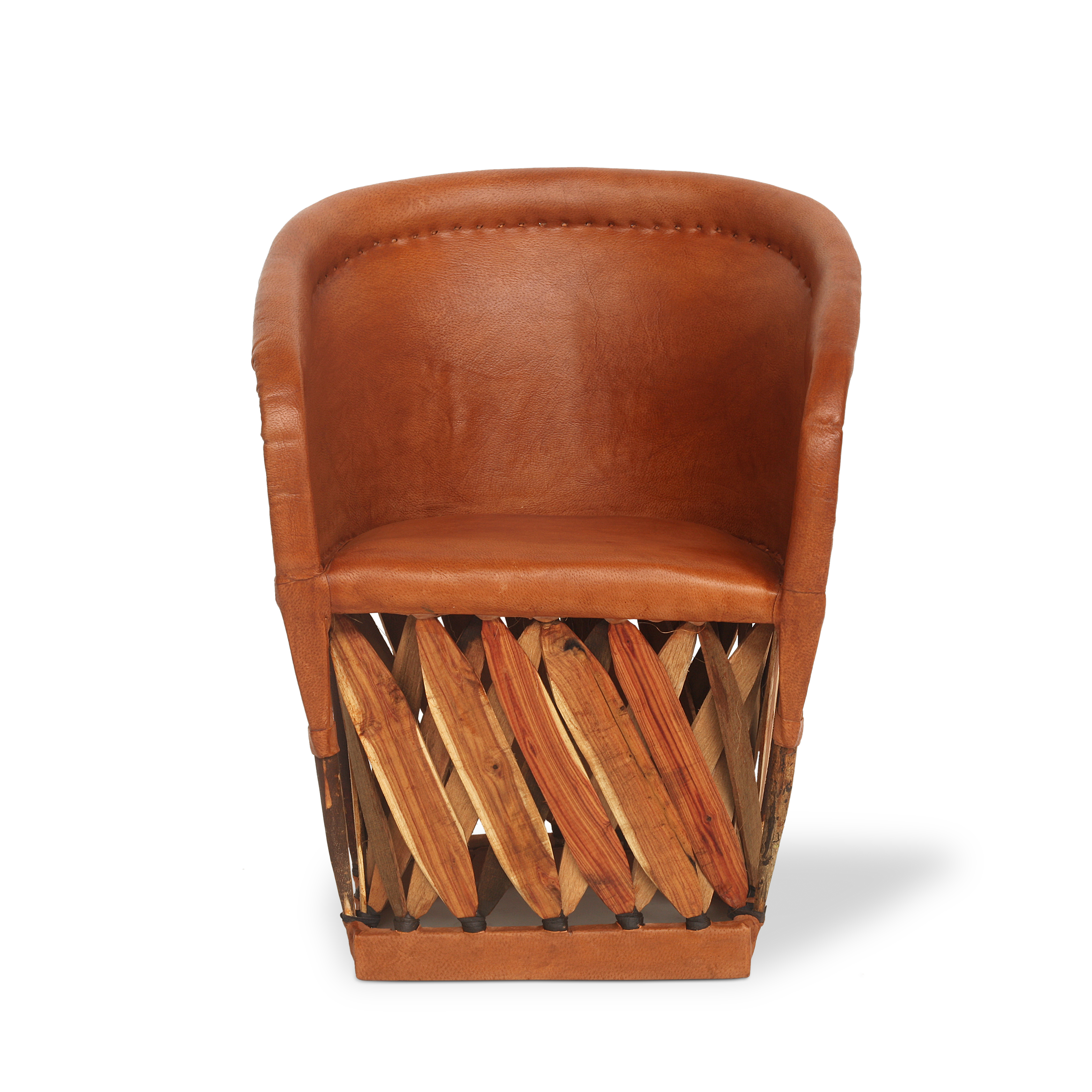 Ledersessel 'Equipales' mit Holzelementen, braun, B 50 cm, H 89 cm, L 45 cm von fischer's lagerhaus