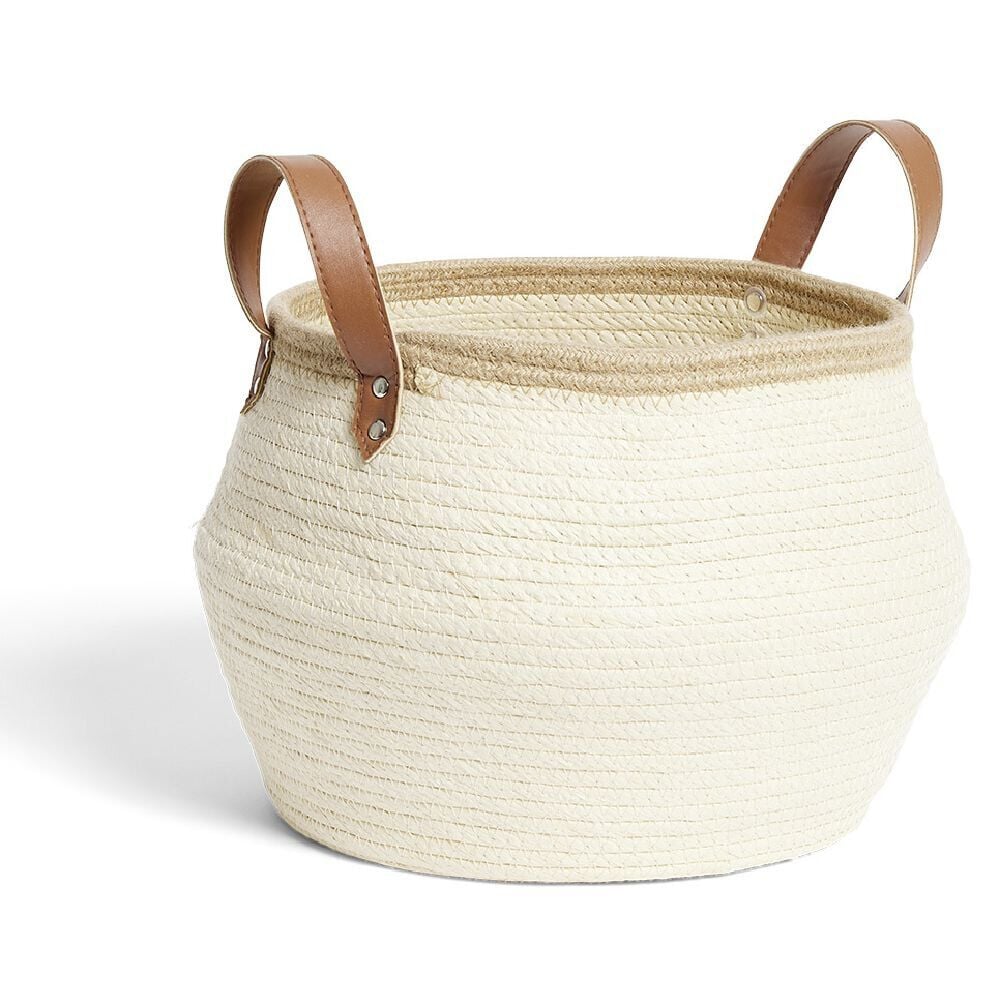 Panière grand modèle avec poignées jute beige Ø26xH25cm