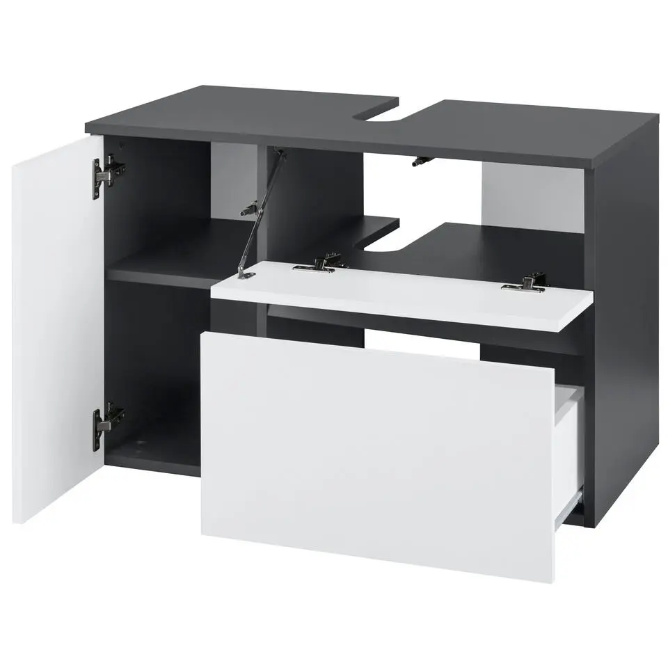 Wisla - Badmeubel 80 cm 1-lade, 1 klep, 1 deur wit/grijs
