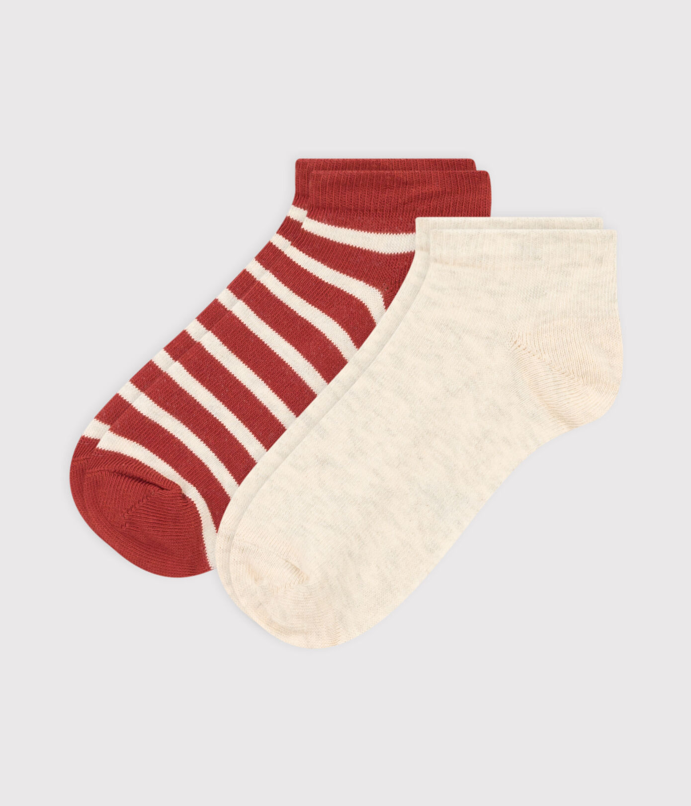 Lot de 2 paires de chaussettes basses rayées enfant garçon-fille