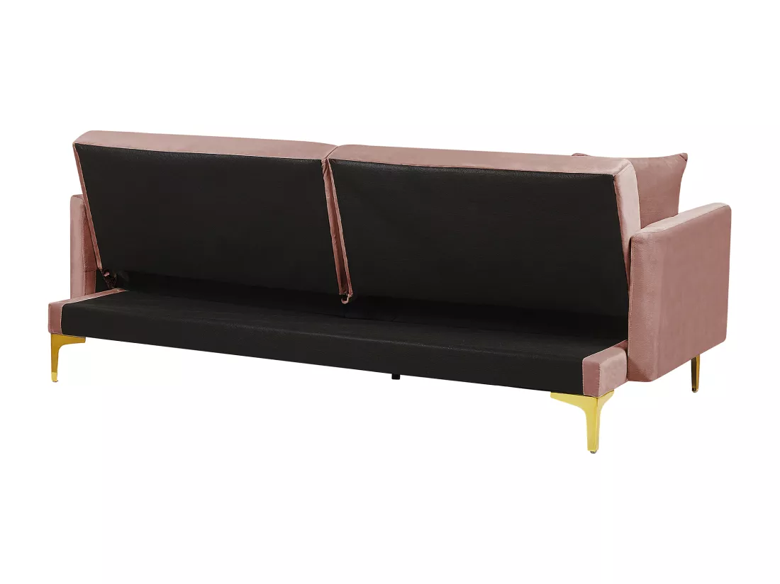 Canapé convertible 3 places en velours rose LUCAN