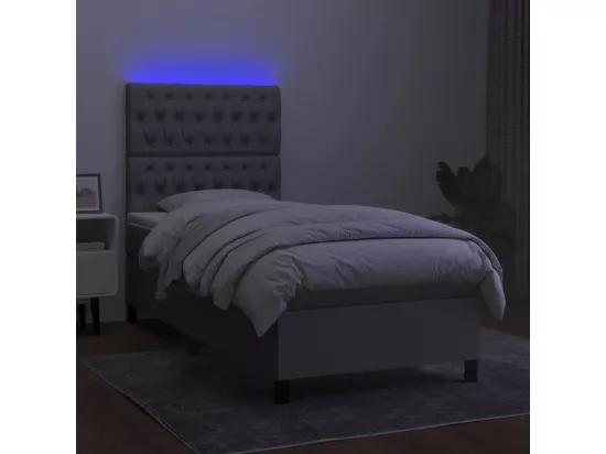 Sommier tapissier avec matelas et LED Gris clair 90x190cm Tissu
