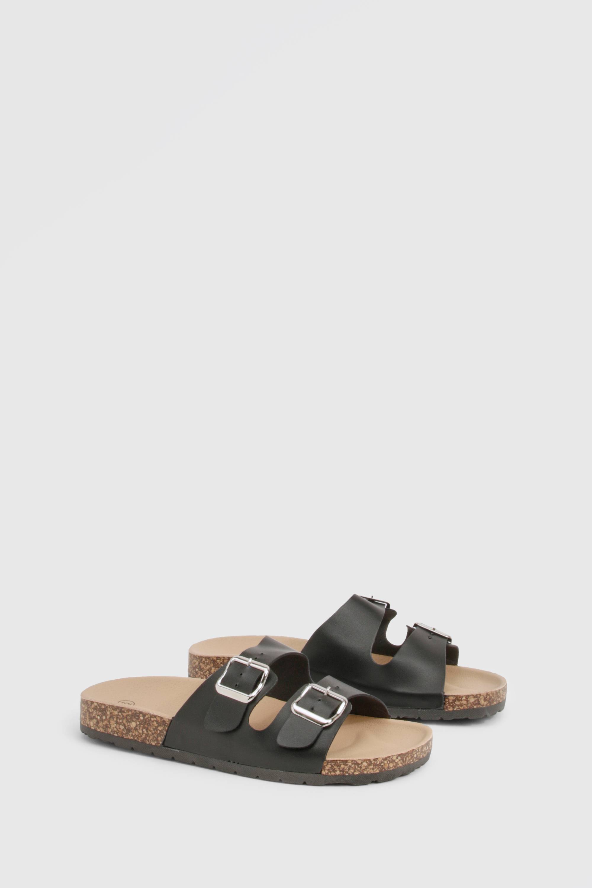 boohoo Double Buckle Footbed Slider