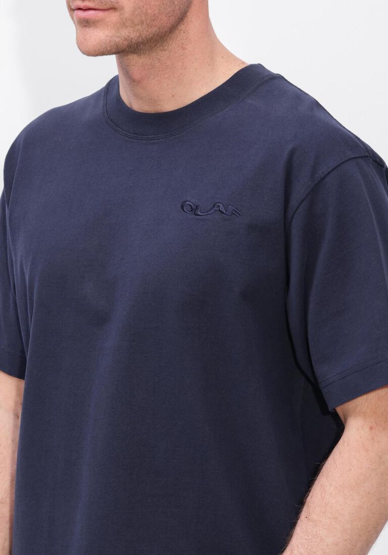 donkerblauwe olaf hussein t-shirt ripstop applique relaxed tee