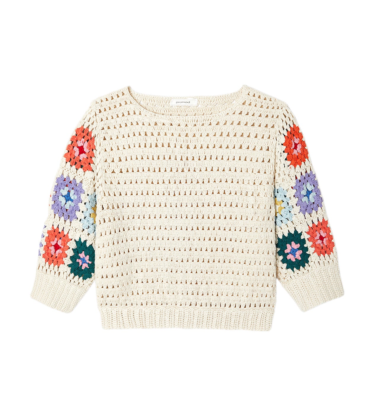 Pull au crochet Femme - Imprimé écru
