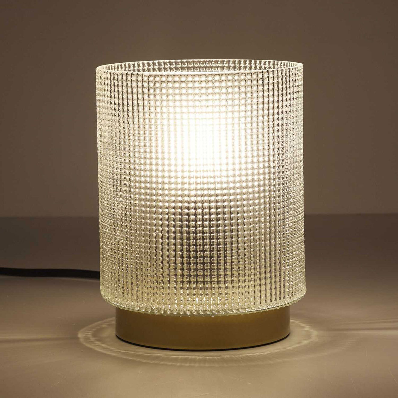 Home Deco Factory Lampe à poser embossée blanche - 11.5x15x11.5 cm