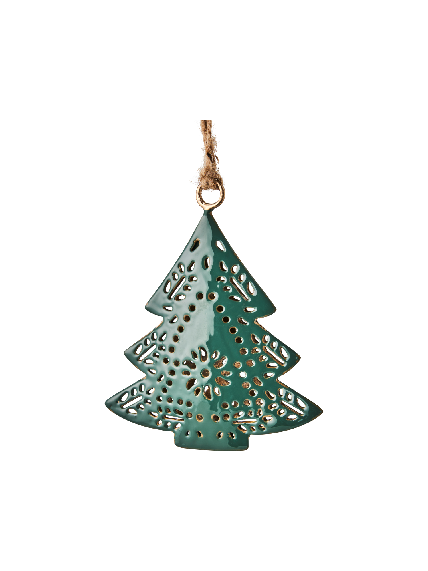 Juleophæng med træ | Jern. 8,5 x 9,5 cm. | Pine Green, Gold