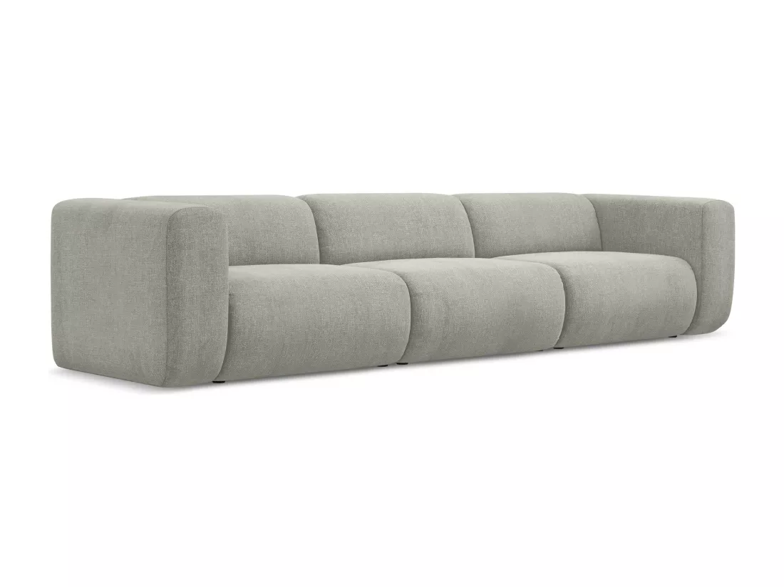 Canapé modulable 4 places en tissu chenille - beige - EKAHI