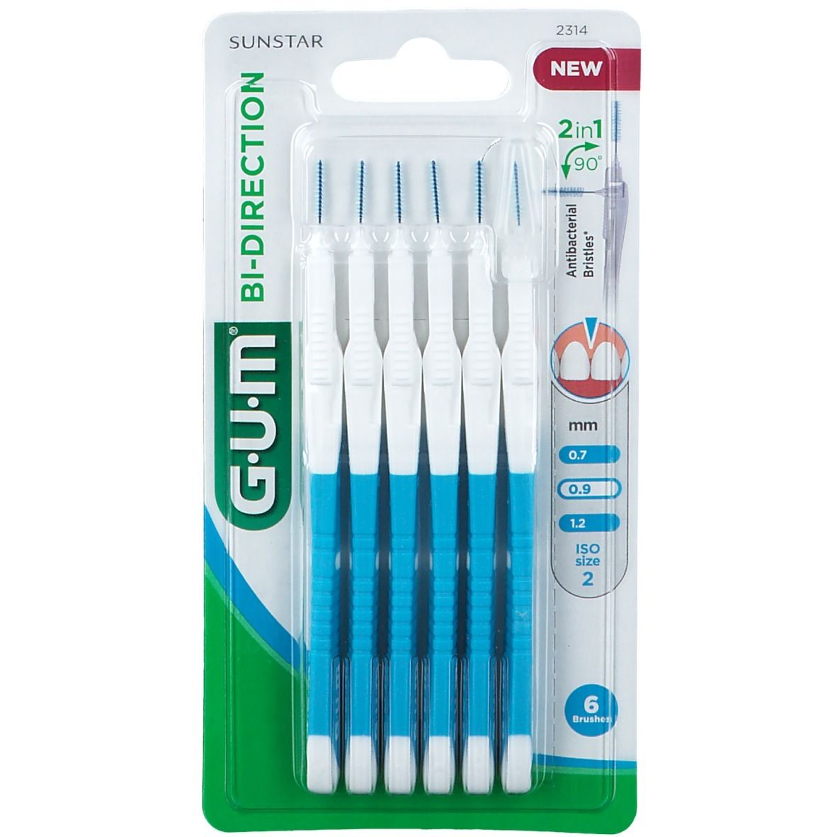 GUM® Bi-Direction Interdentalbürsten 0,9 mm blau