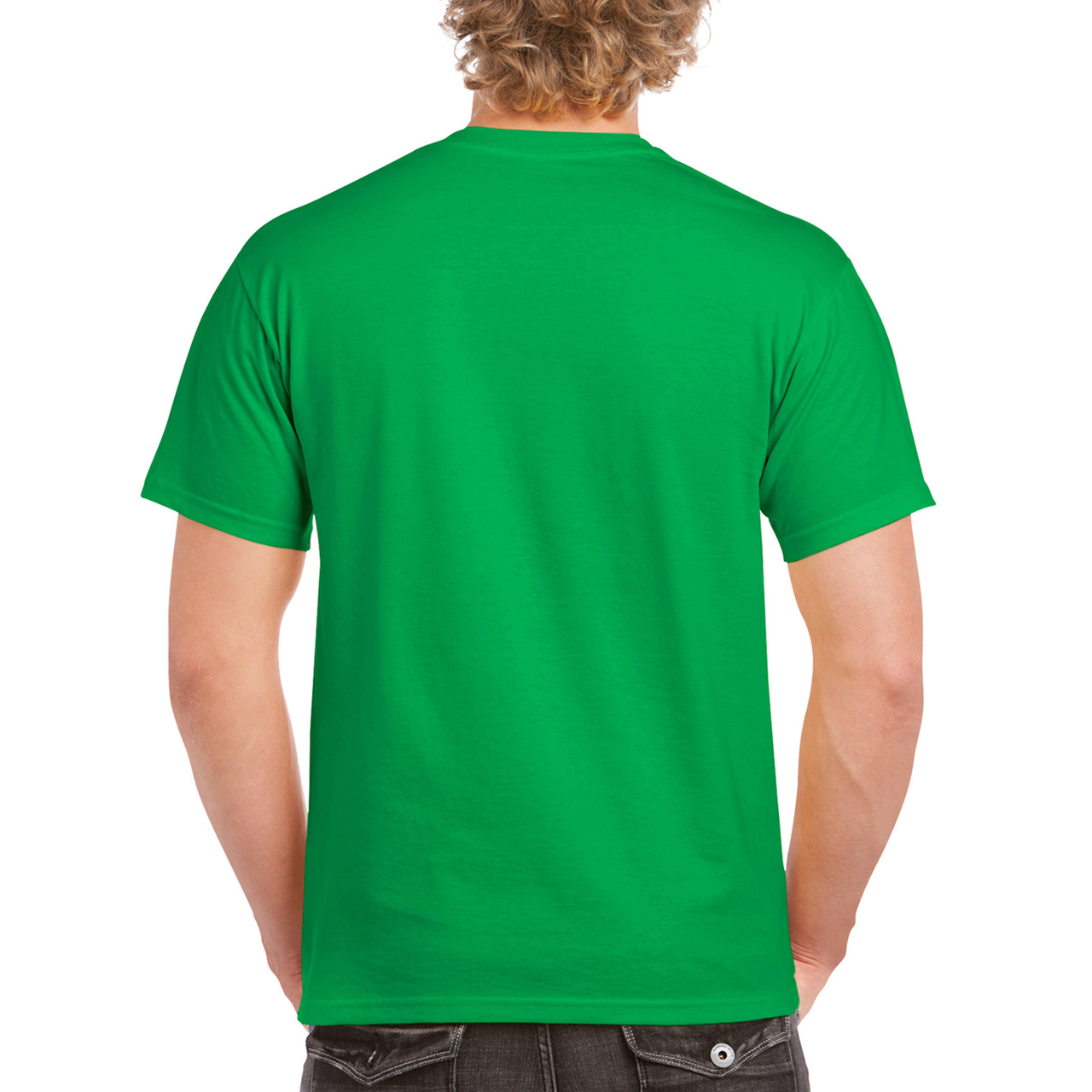Camiseta básica de manga curta Gildan Heavy Cotton, 100% algodão grosso.