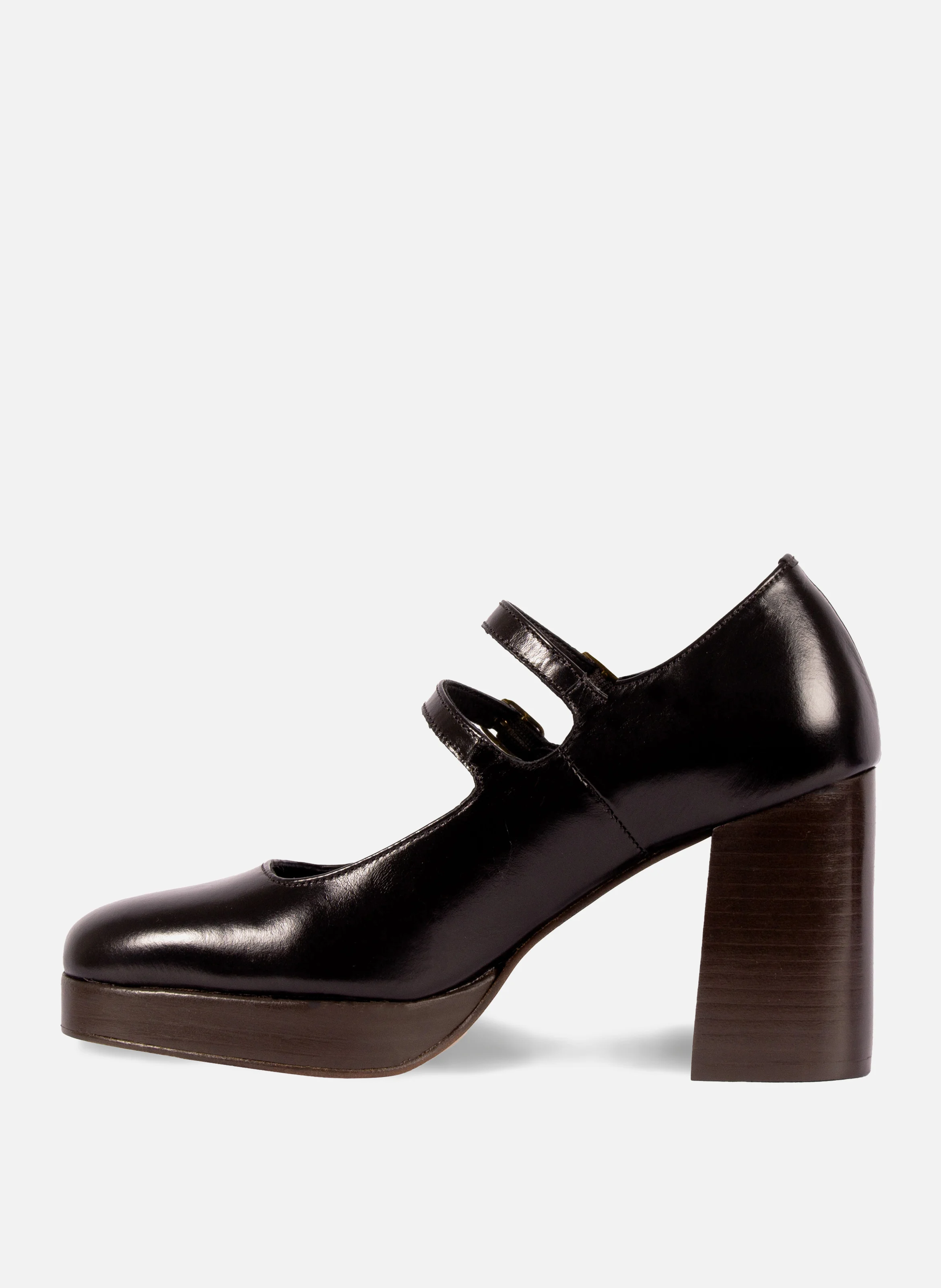 Babies plateforme cuir | Noir