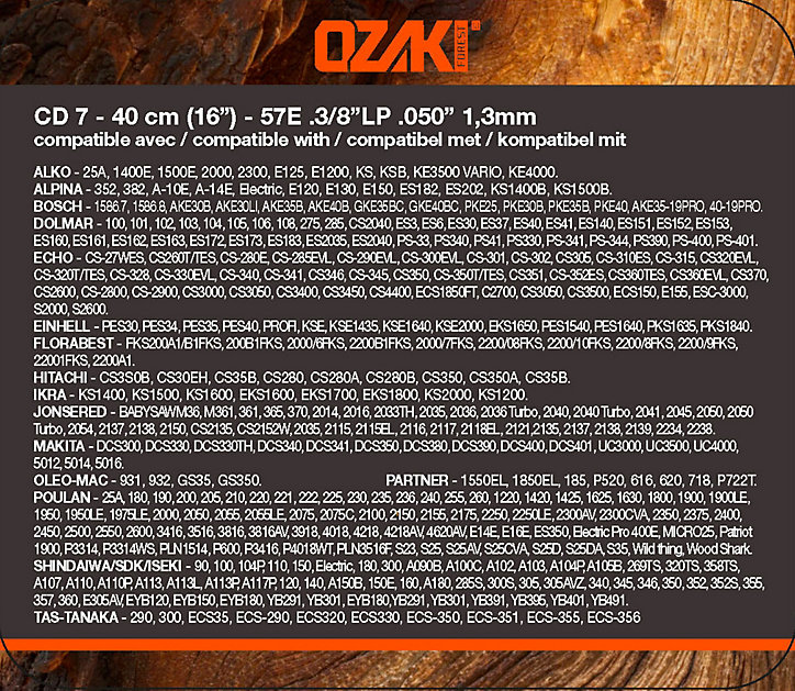 Lot de 2 chaines de tronçonneuse Ozaki E57 1.3MM