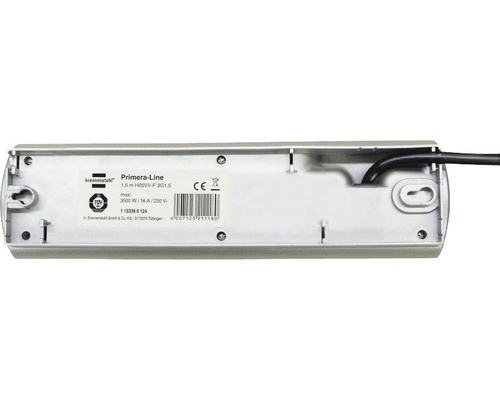 Brennenstuhl 10-voudige stekkerdoos met schakelaar Primera-Line 3G1.5 zilver 2.0 m