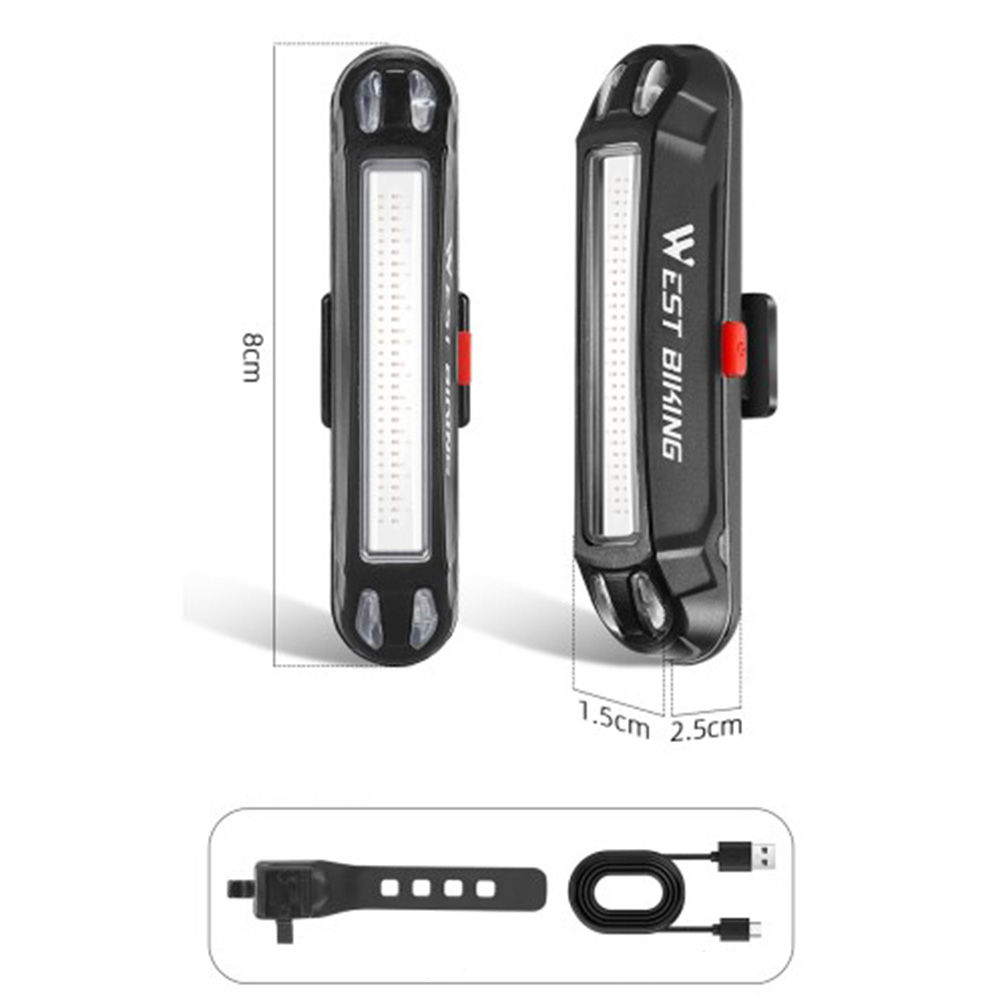 500mAh Wiederaufladbares USB Fahrrad Rücklicht Velo LED Warnlicht mit 3 Farben - Blau / Rot / Weiss