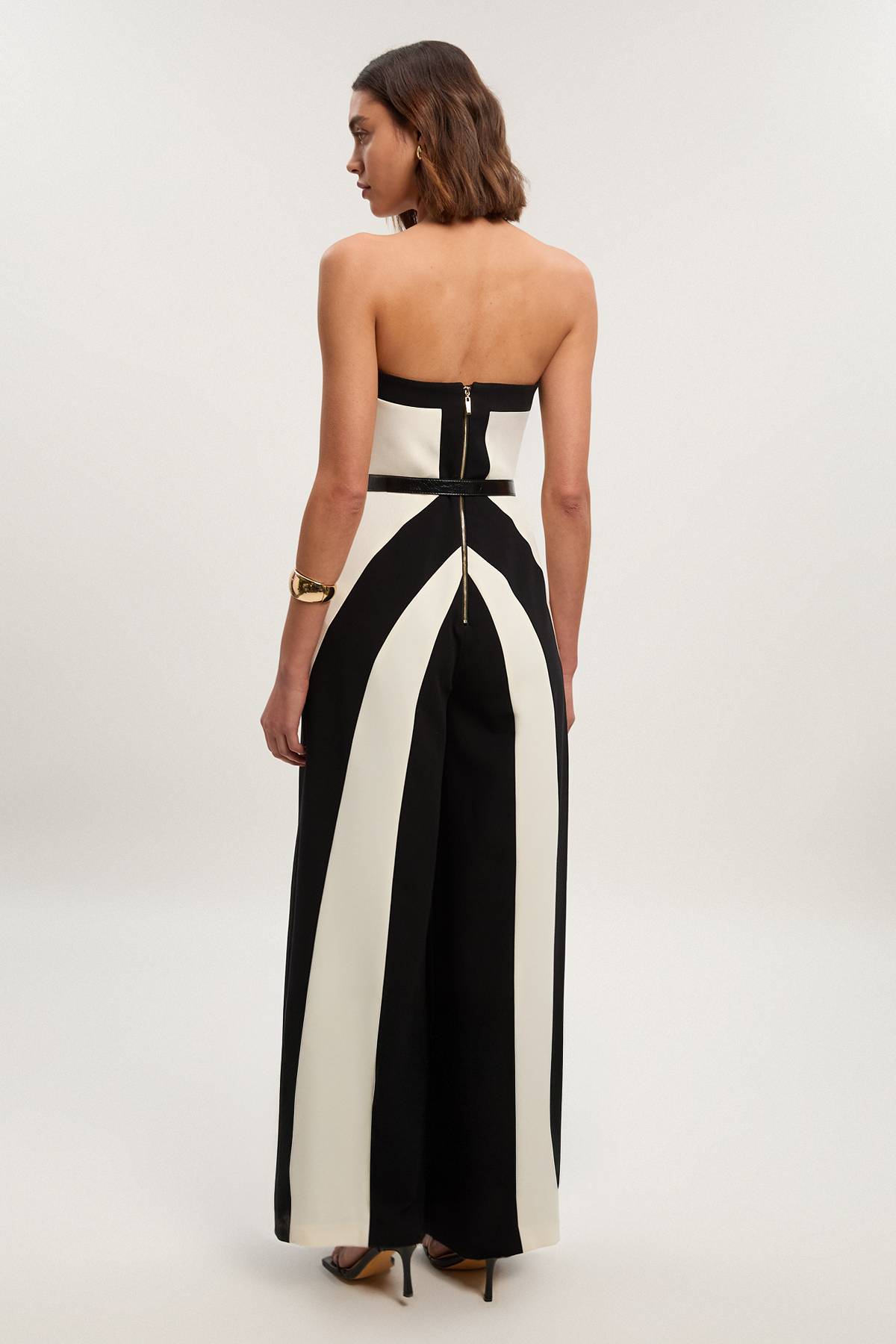 KarenMillen Combinaison-Pantalon Bustier Ajustée à Blocs de Couleurs en Maille Stretch Compacte