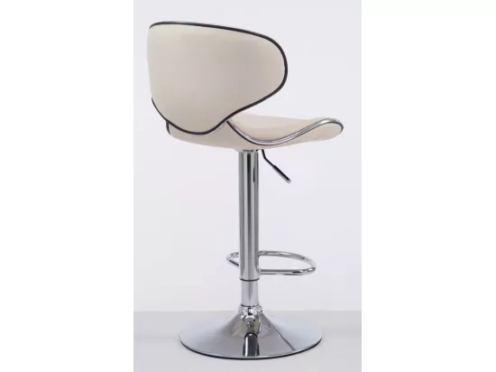 Lot de 2 Tabouret de bar - Similicuir & Chrome - Crème - Las Vegas v2