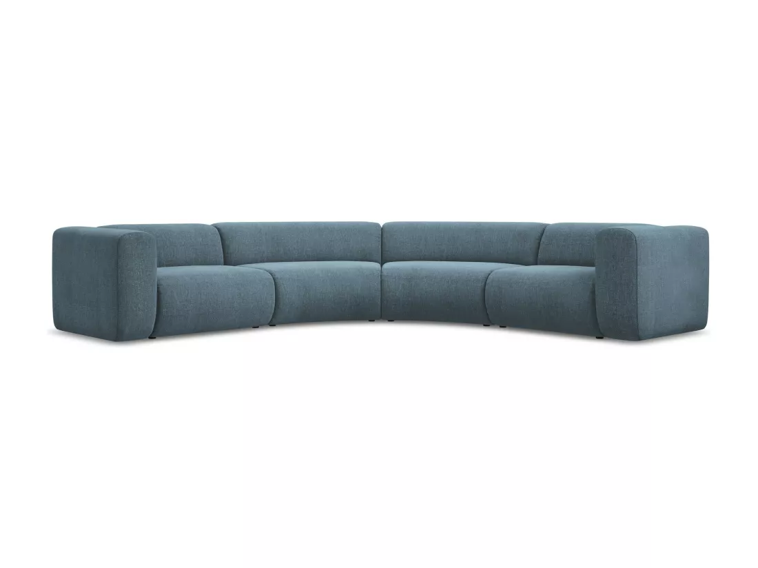 Canapé d'angle modulable en tissu chenille - jeans - EKAHI