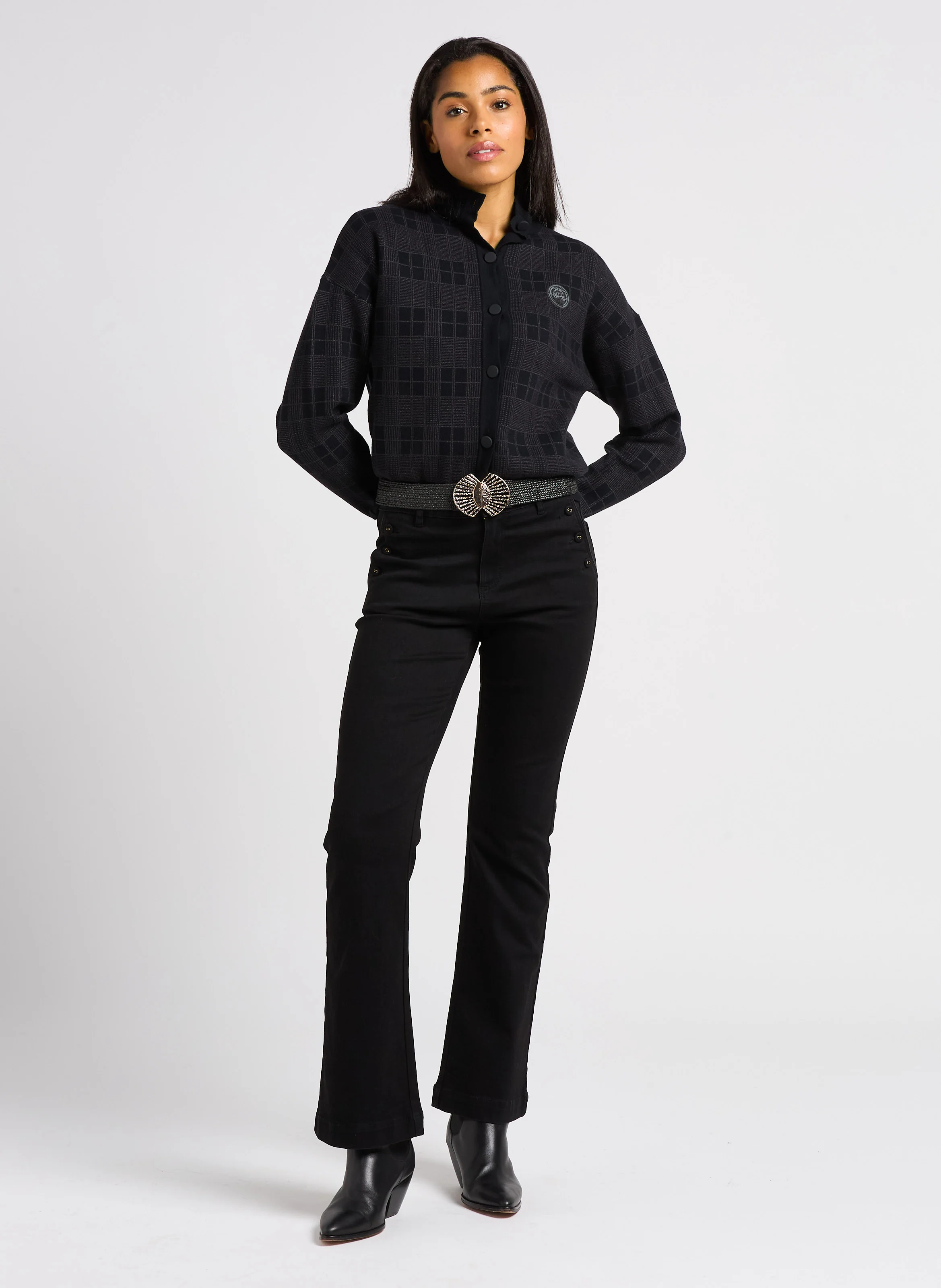 Jean boot-cut en coton mélangé | Noir
