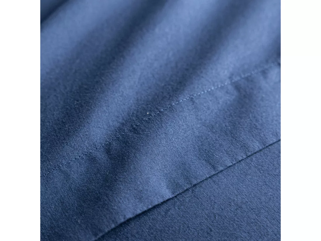 Parure de lit coton lavé - SOMEO Bleu marine 140x200 - CELESTE