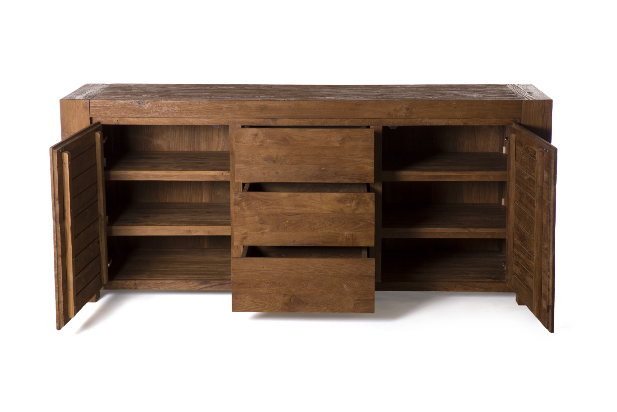 Sideboard, 2 Türen, 3 Schubladen, braun, T 50 cm, B 200 cm, H 85 cm von fischer's lagerhaus