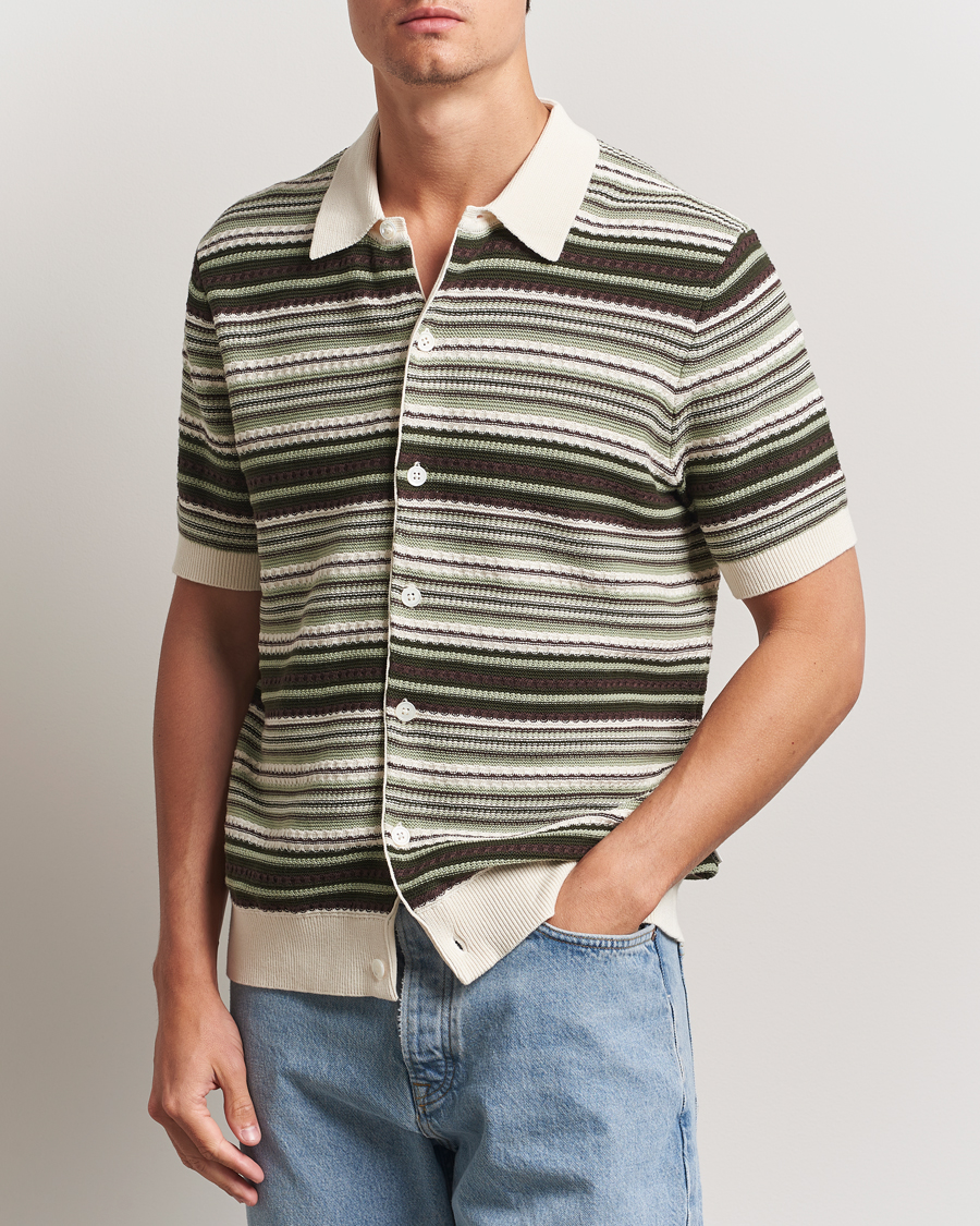 NN07 Nolan Knitted Striped Short Sleeve Shirt Multi