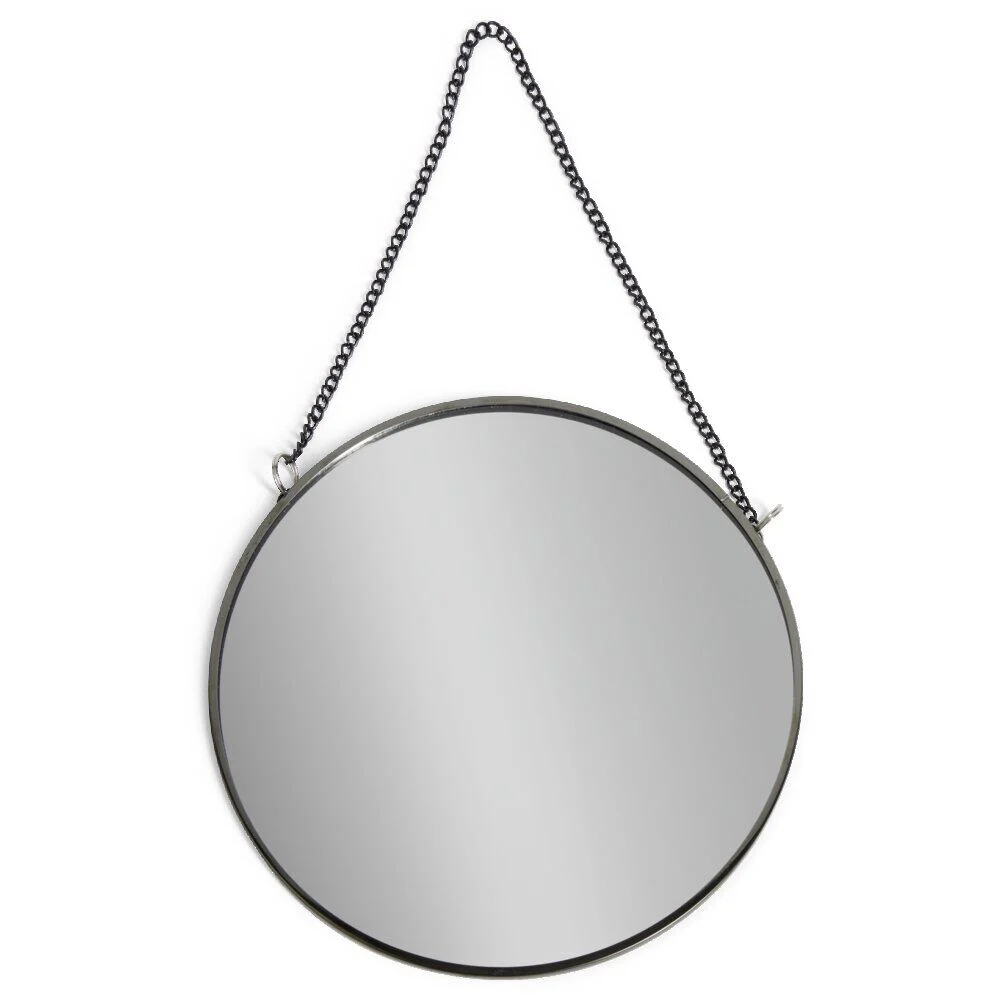 Miroir à suspendre rond avec contour métal - 3 coloris