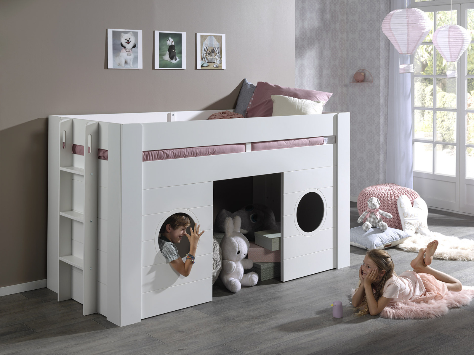 Halbhohes Bett FREYA - weiß - 90x200 cm