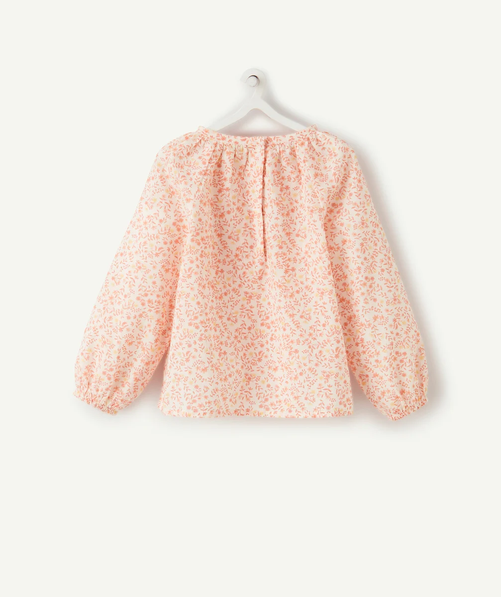 BLOUSE BÉBÉ FILLE EN COTON FLEURIE ROSE