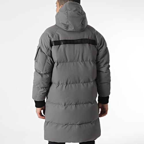 Doudoune Longue Capuche 23212 Gris Anthracite