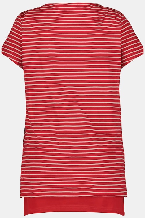Bellieva-Shirt, doppellagig, Ringel Shirt, längeres uni Top, Biobaumwolle, GOTS