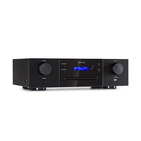 Auna Leitor de CDs CD-1000 DG USB MP3 Comando de controlo remoto display LED Black