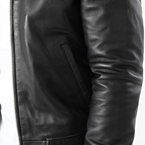 Veste Cuir Col Mouton LCFRESNO Noir