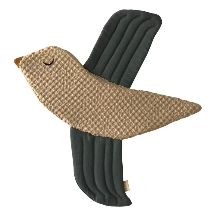 Ila y Ela Oiseau décoratif en lin | Bleu