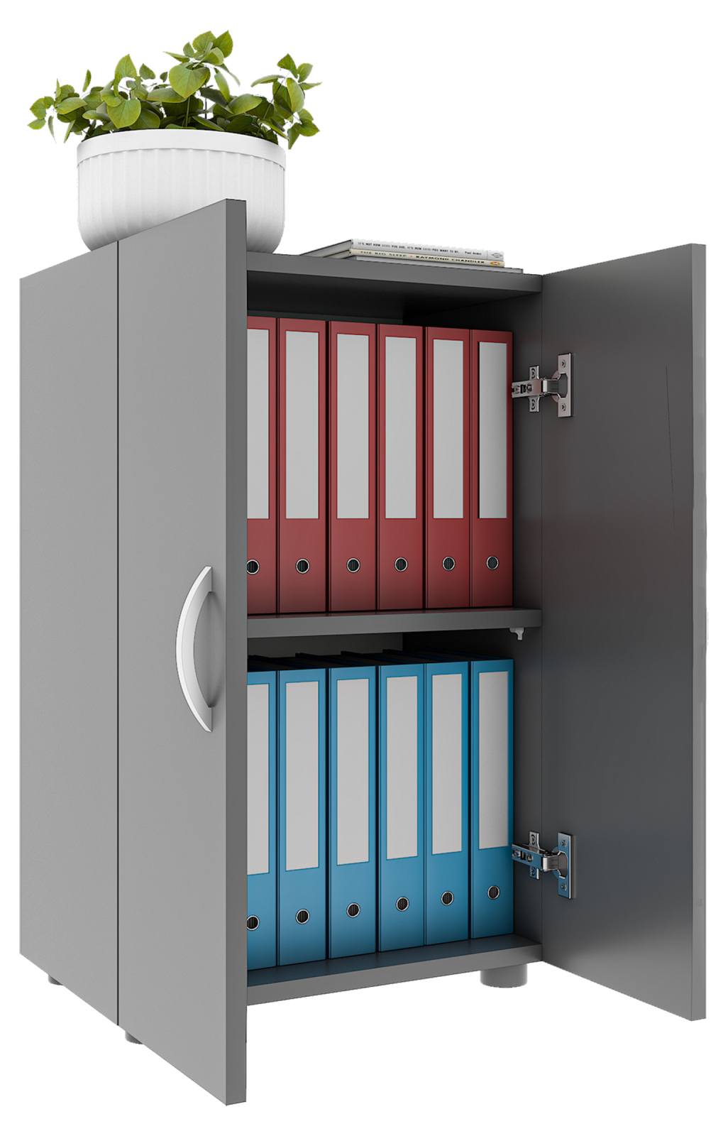Büroschrank ULAS - weiß - 2 Fächer - 49 cm
