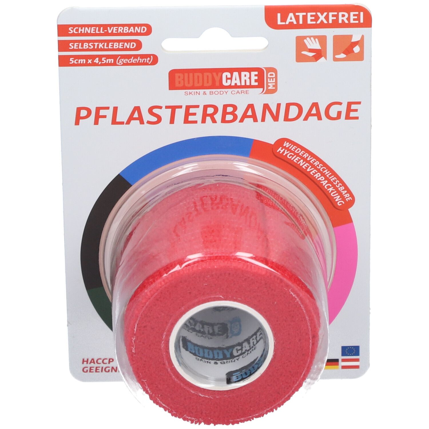 BUDDYCARE® MED Fingertape ROT 2,5cmx4,5m Latexfrei