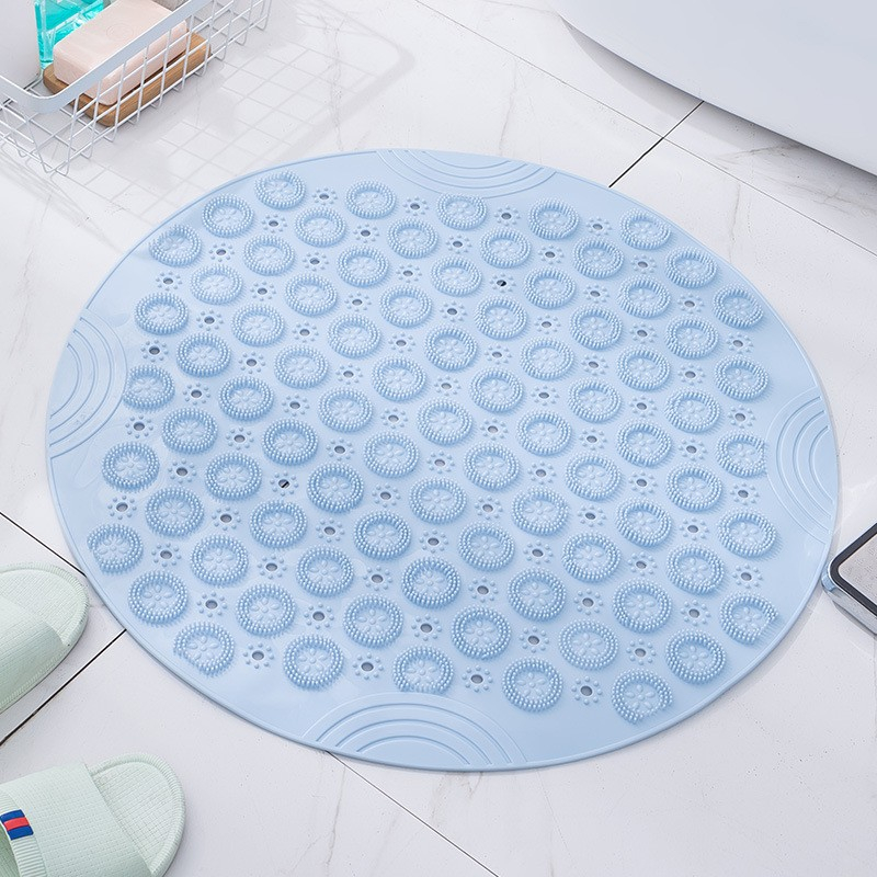 (Ø55cm) Massage Anti-Rutsch Dusch Matte Badewannen Einlage mit Saugnäpfen - Blau