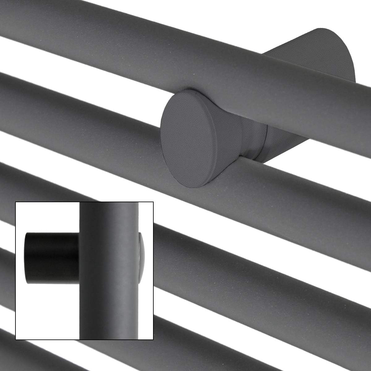 ECD Germany Badheizkörper Elektrisch 300 x 800 mm Anthrazit gerade mit Seitenanschluss inkl. Heizstab 600W ECO Chrom - Heizkörper Heizung Handtuchwärmer Handtuchtrockner Handtuchheizkörper