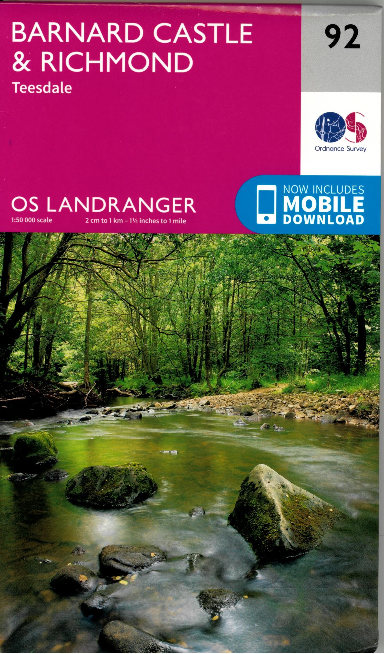 ORDNANCE SURVEY - 92 GB BARNARD CASTLE RICHMOND 1 50 000