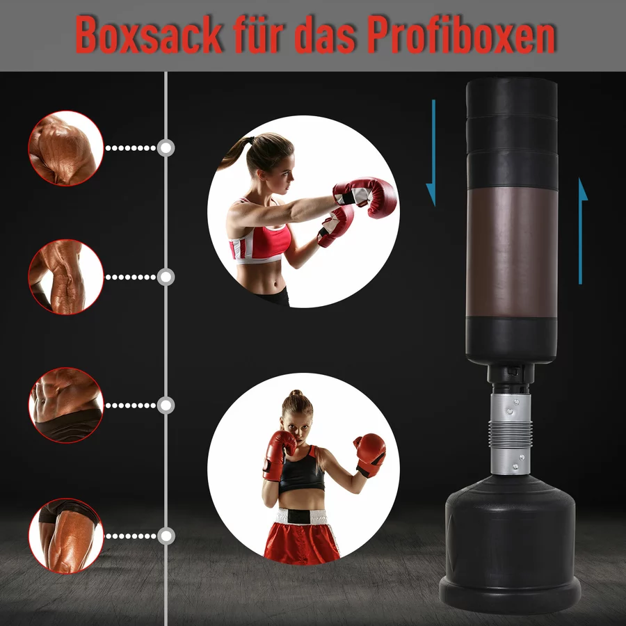 HOMCOM Standboxsack 3-fach höhenverstellbar schwarz, rot
