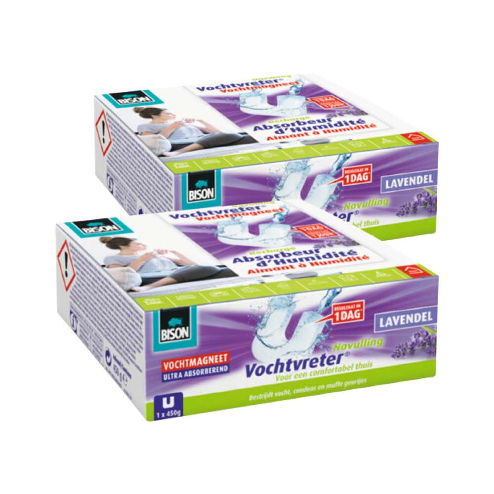 2x Bison Vochtvreter Vochtmagneet Lavendel450 gr
