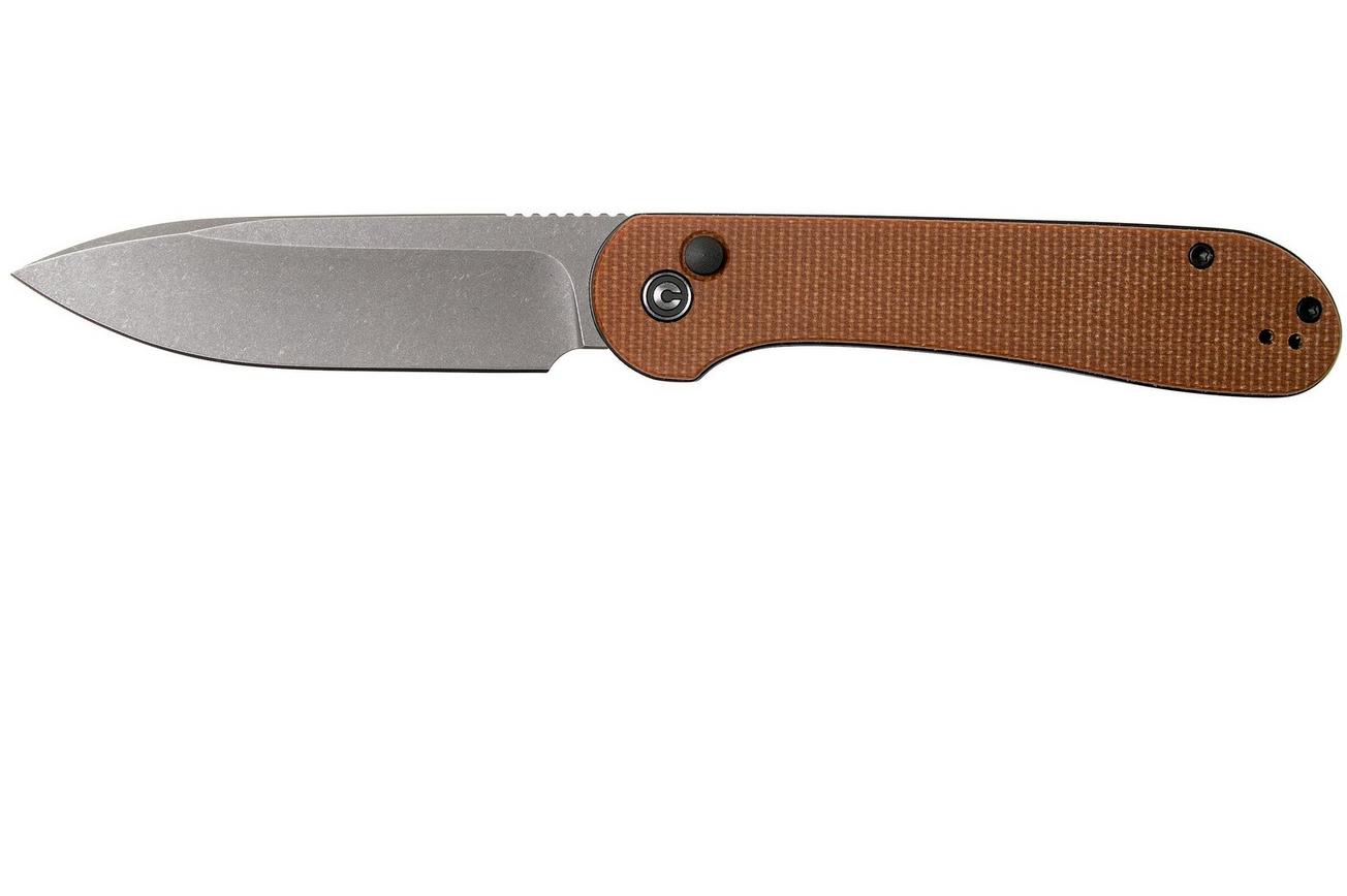 Civivi Elementum Button Lock C2103D Stonewashed, Brown Micarta zakmes