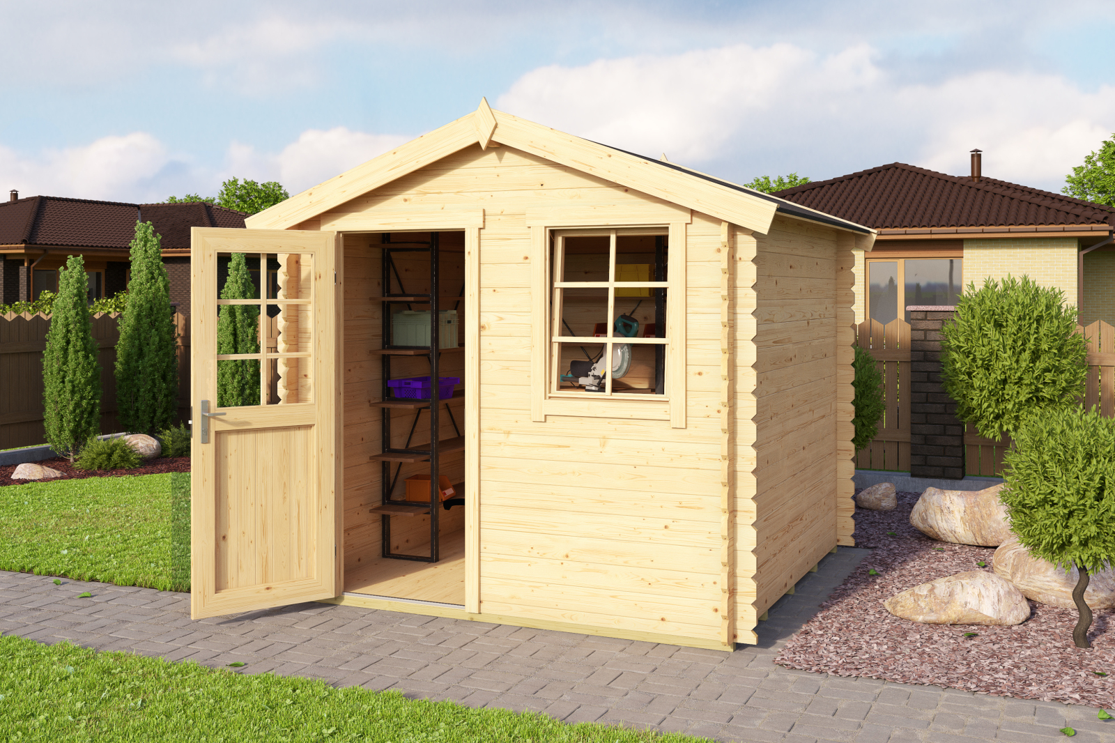 Gartenhaus WELS 2 - Fichte massiv - naturbelassen - 230x230 cm