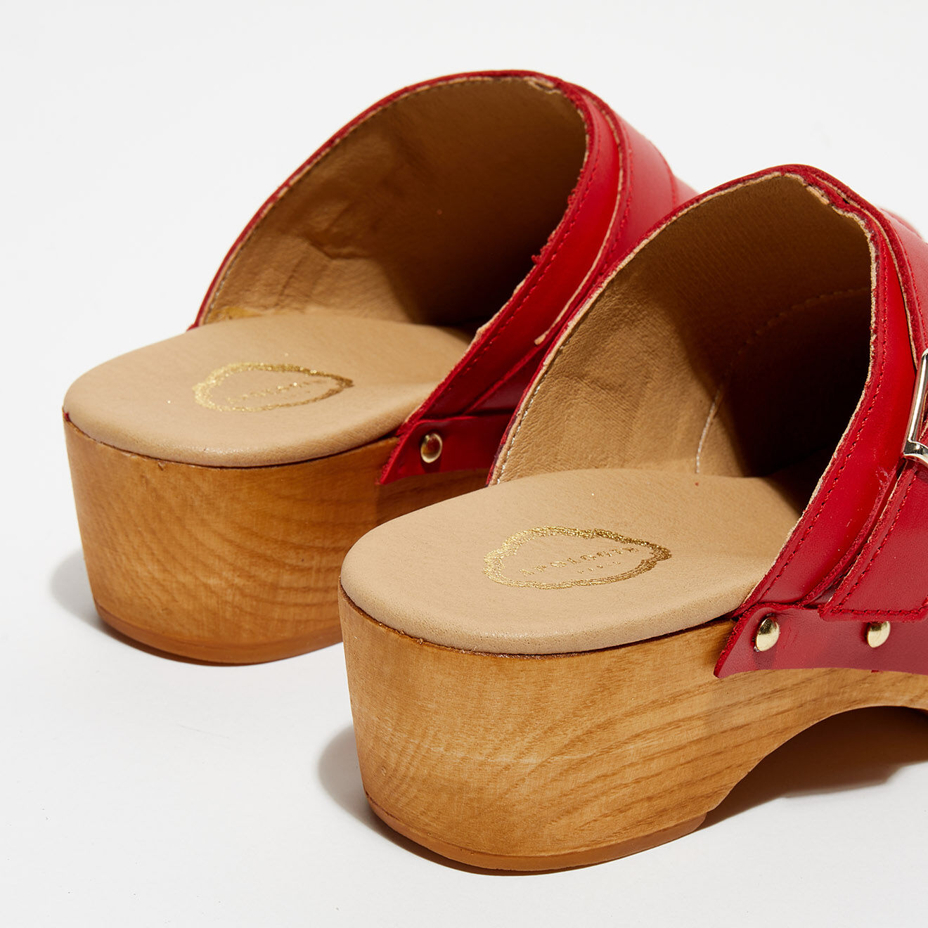 Apologie Studio Sabots en Cuir Lea rouge - Talon 5 cm