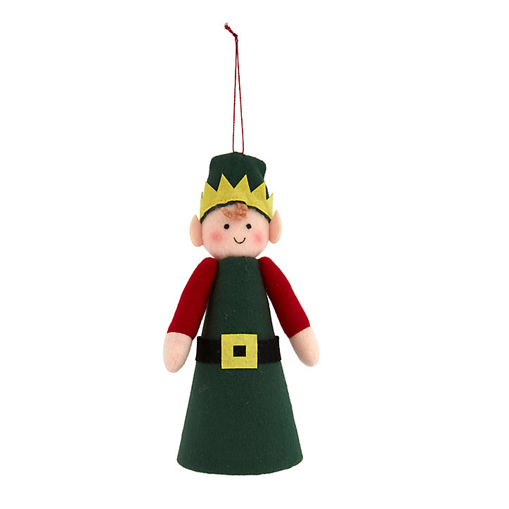 Figurine de sapin en feutrine et polyester coloris rouge et vert H.20 cm