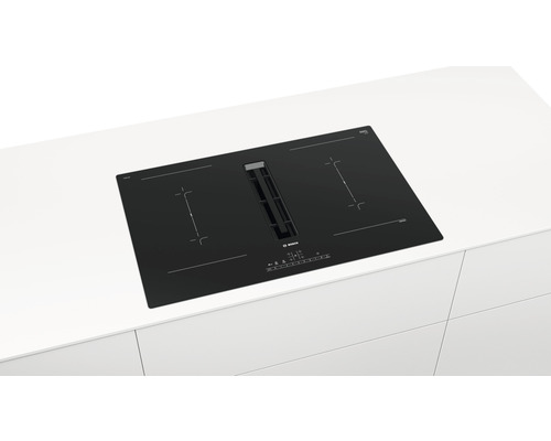Bosch inductiekookplaat met geïntegreerde afzuigkap, 80,2 x 52,2 cm, 4 kookzones, PVQ811GA7
