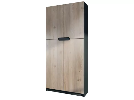 Armoire De Bureau Noir Mat Et Aspect Chêne Nordique (lxhxp) : 82 x 185 x 37