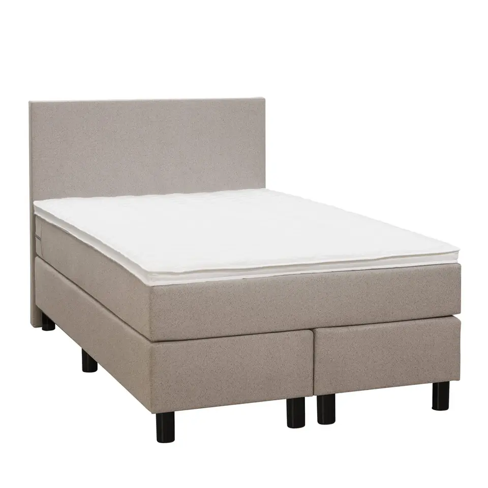 Boxspring Liv egaal - beige - 120x200 cm - ronde poot