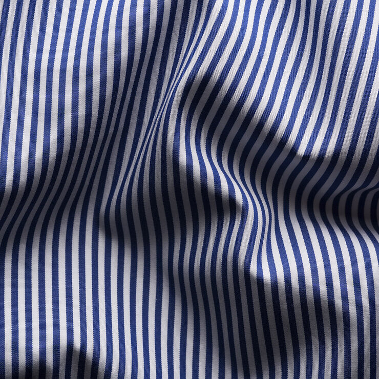 ETON Slim Fit Dark Blue Bengal Striped Elevated Poplin Shirt Mørkeblå
