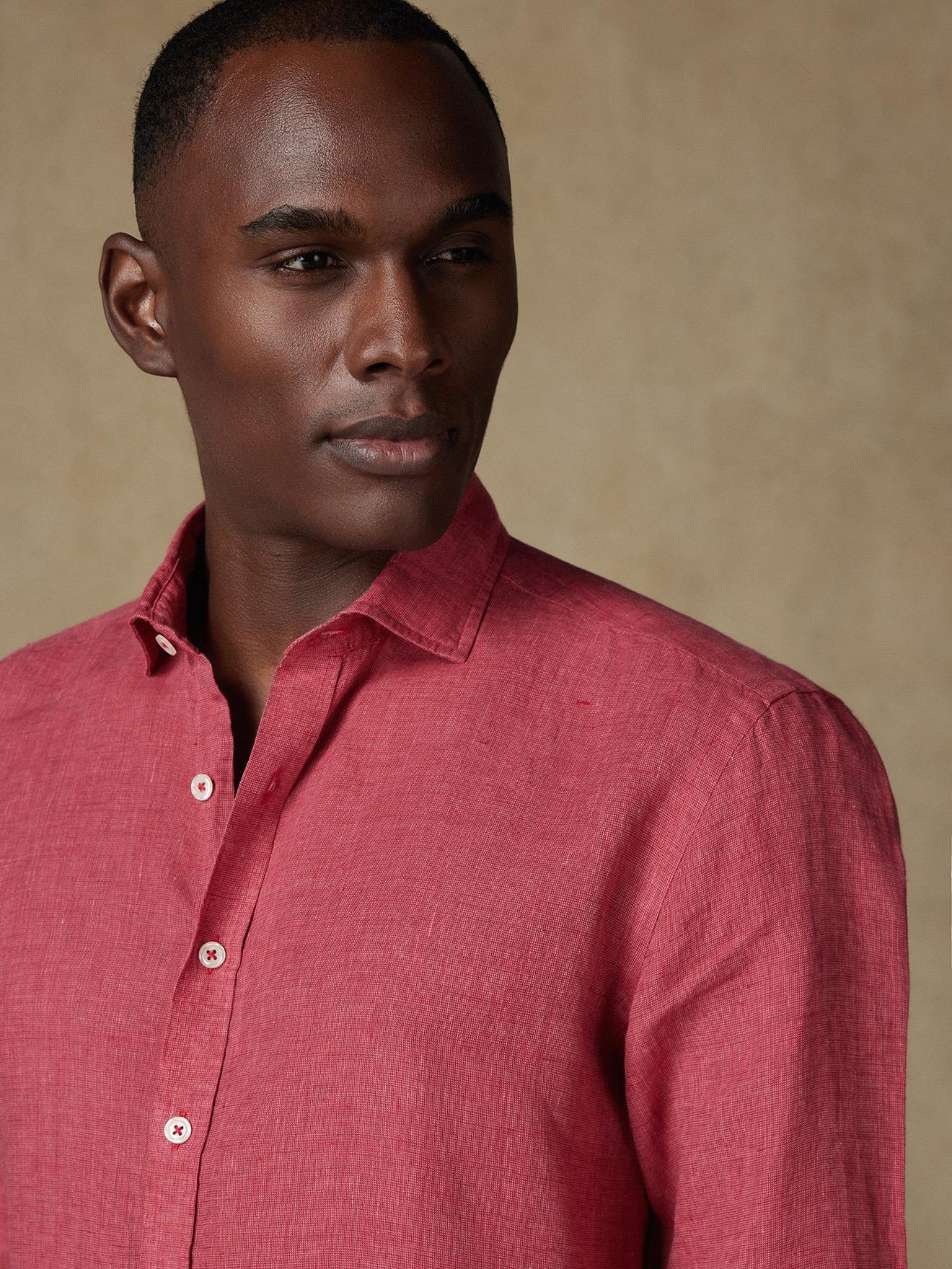 Chemise Olaf en lin fuchsia